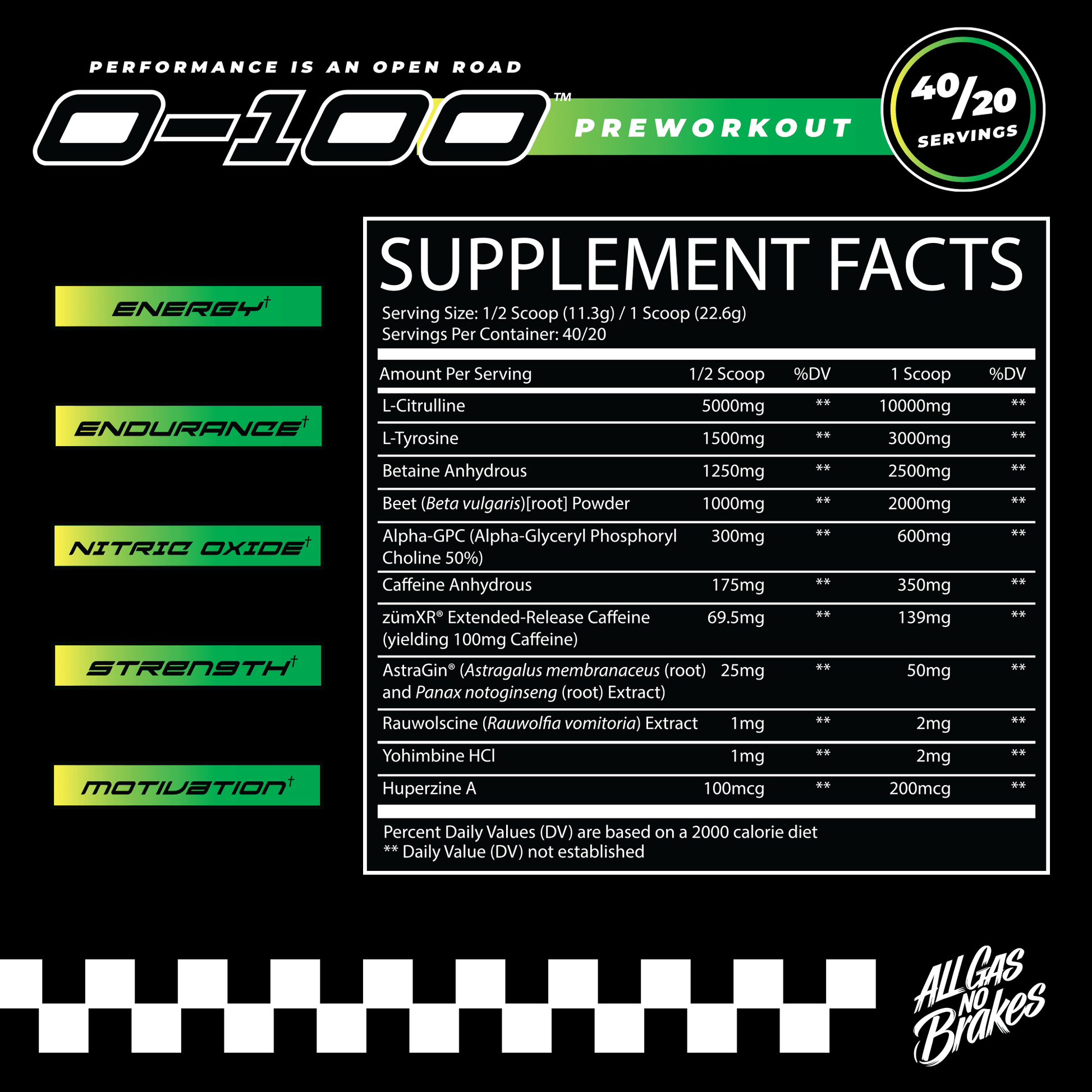 0-100 Pre-Workout™ - All Gas No Brakes Supplements®